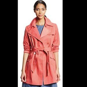 VIA SPIGA Pink Salmon Water Resistant Double Breasted Trench Coat, Size XS